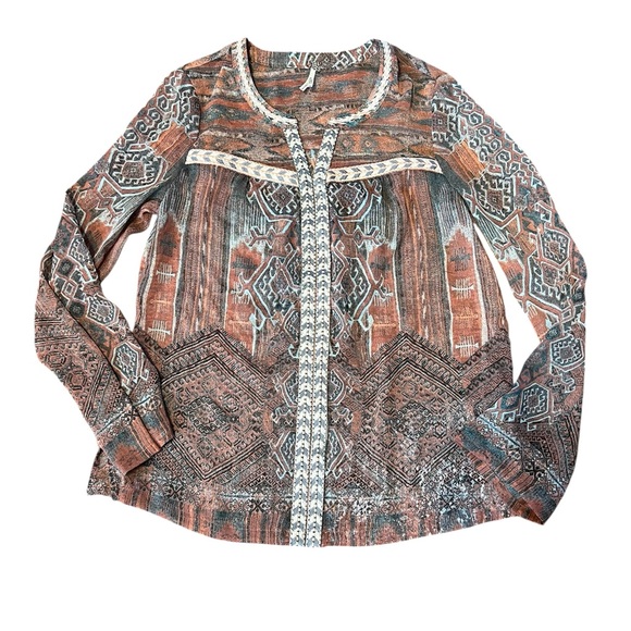 BKE Bohemian Print Women's Top Sz S - Picture 2 of 6